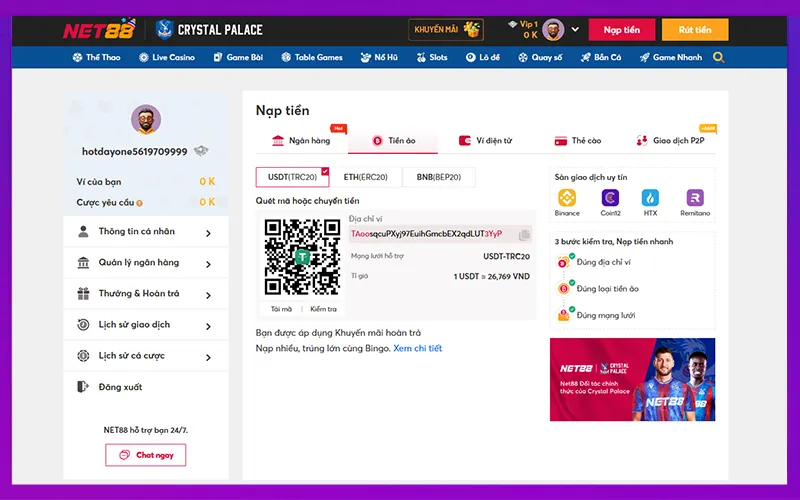 Net88 tích hợp blockchain và cá cược crypto tại Việt Nam